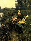 Woman in Landscape by Daniel Ridgway Knight